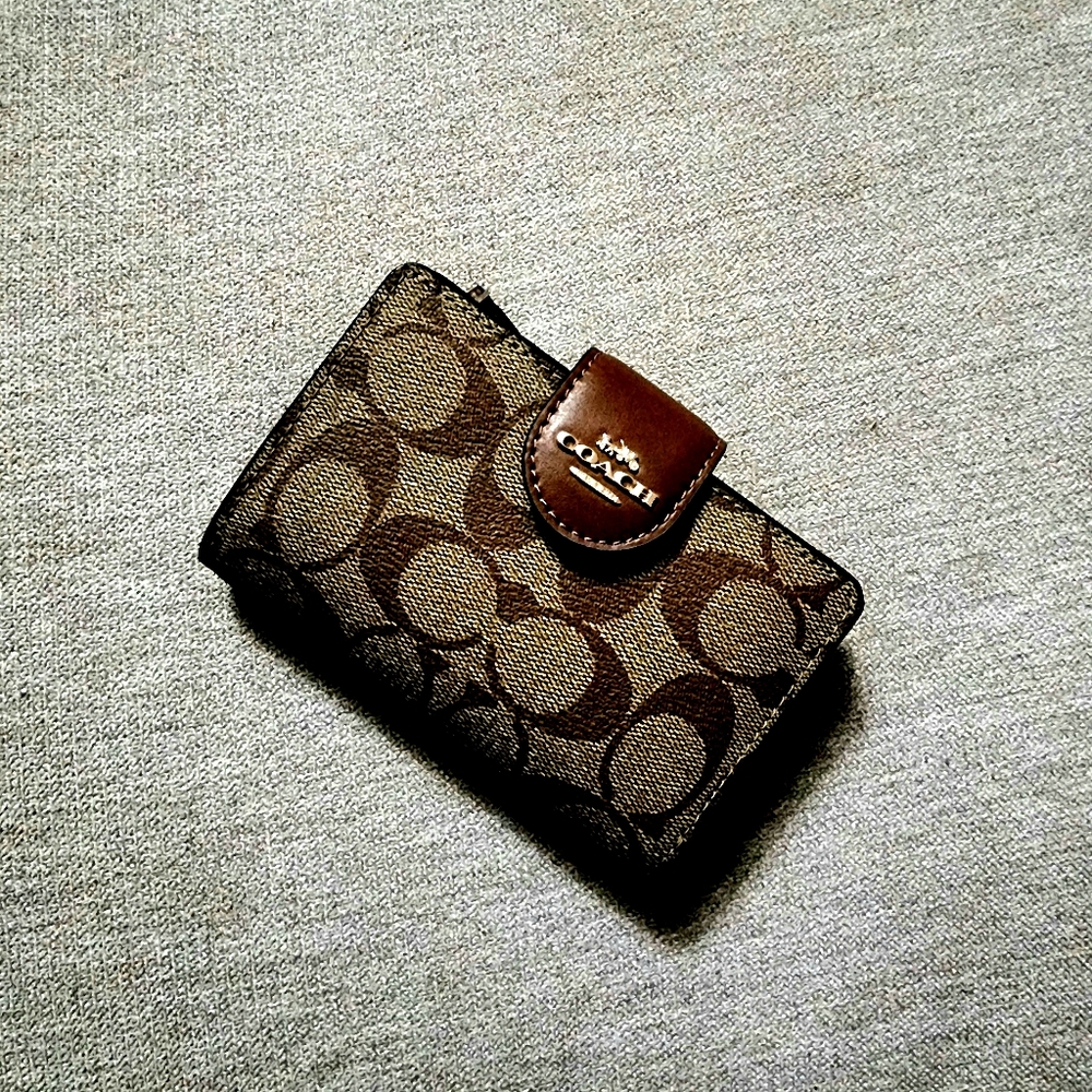 Coach Brown Medium Corner Zip Waller
